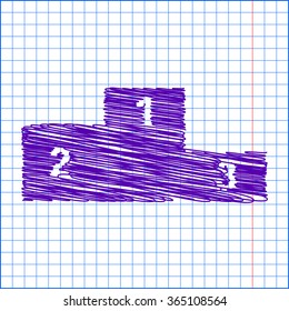 Sport winners podium. Vector illustration. with pen and school paper effect 