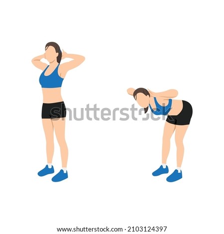 Sport woman doing Good morning exercise for backside workout. Flat vector illustration isolated on white background