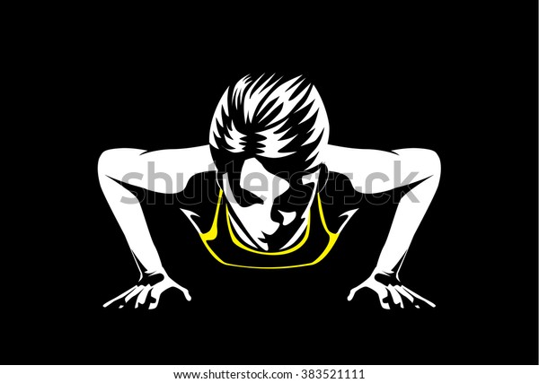 腕と肩の筋肉を鍛える腕立てをしているスポーツマン スポーツと健康に関するイラスト のベクター画像素材 ロイヤリティフリー