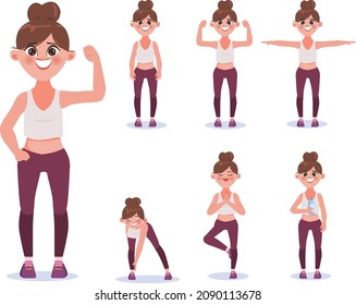 Sport woman exercise workout character.