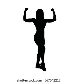 Sport Woman  Isolated On White Background. Vector Gym Silhouette.