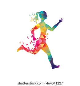 sport woman running fitness icon. Isolated and flat illustration. Vector graphic