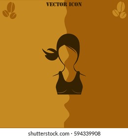 Sport woman vector  icon. Coffee symbol background.