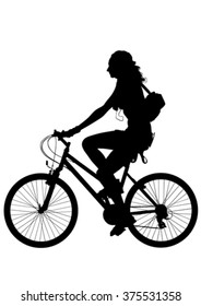 Sport woman whit bike on white background