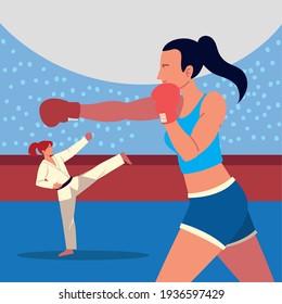 sport women boxer martial arts