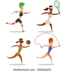 sport and women set, vector