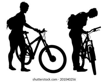 Sport women whit bike on white background
