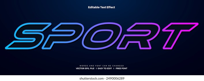 Tema de estilo de efecto de texto editable 3d de palabra deportiva.