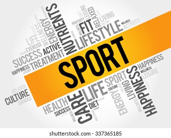 SPORT word cloud, fitness, health concept