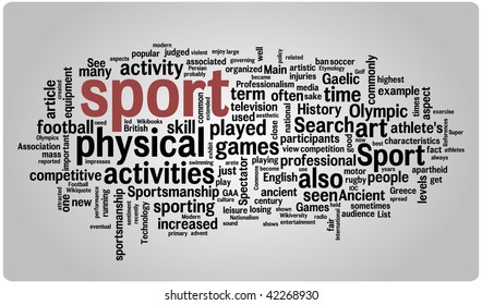 Sport word cloud illustration. Graphic tag collection.