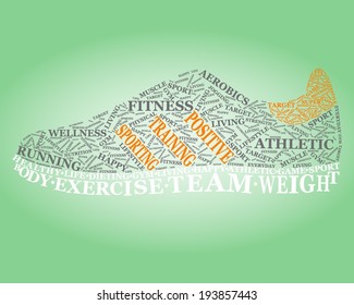 Sport word cloud in shape of sneakers 