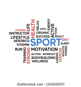 Sport words collage. Business vector background.