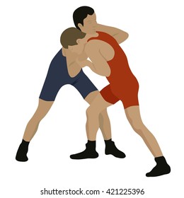 Sport wrestling, isolated vector