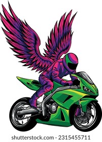 sportbike racer riding fast vector illustration design