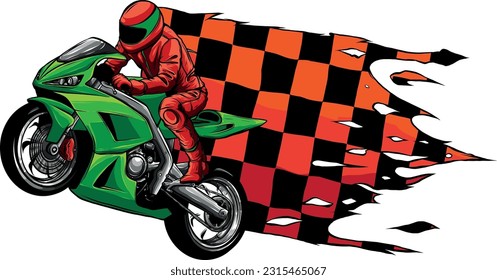 sportbike racer riding fast vector illustration design
