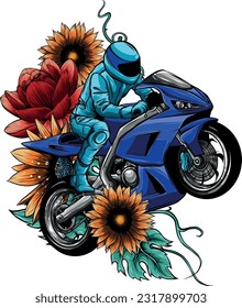 sportbike racer riding fast vector illustration design