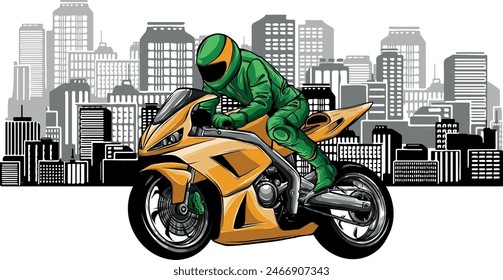 Sportbike Racer Reiten Schnelle Vektorillustration Design