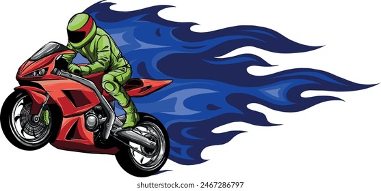 sportbike racer riding fast vector illustration design
