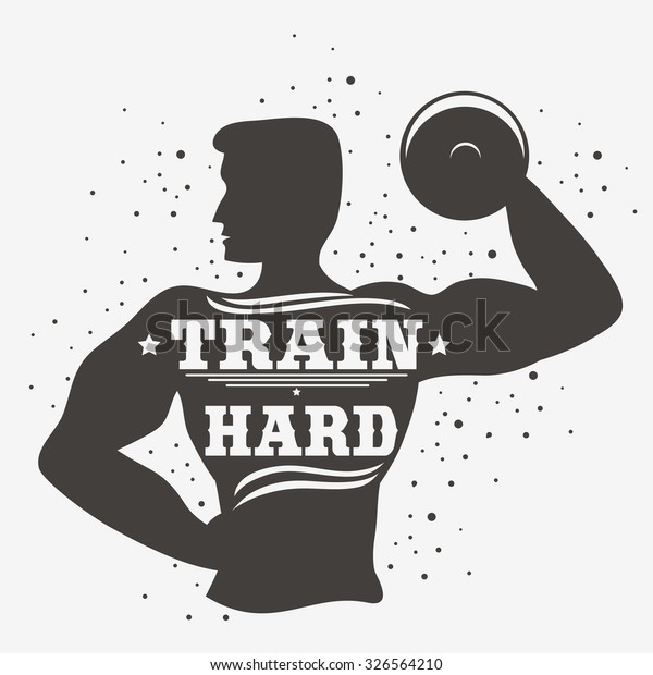 Sportfitness Typographic Poster Train Hard Motivational Stock Vector
