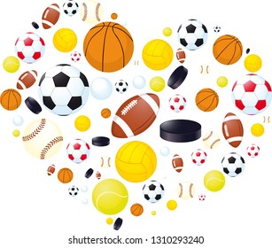 Sporting abstract Heart Made of Balls - Vector Illustration