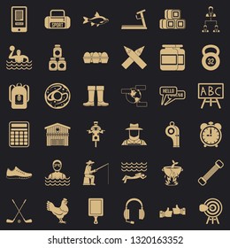 Sporting activity icons set. Simple style of 36 sporting activity vector icons for web for any design