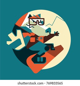 Sporting animal. Vector illustration for posters and clothing
