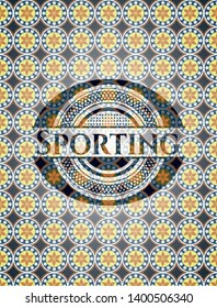 Sporting arabesque emblem. arabic decoration.