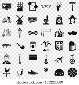 Sporting bike icons set. Simple style of 36 sporting bike vector icons for web for any design