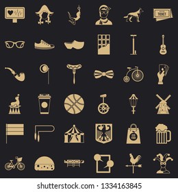 Sporting bike icons set. Simple style of 36 sporting bike vector icons for web for any design