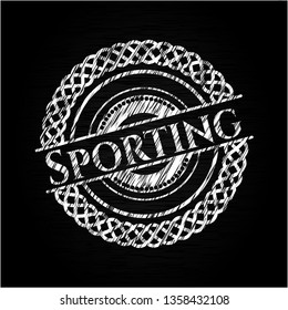 Sporting chalk emblem written on a blackboard