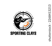 Sporting Clays Target and Shotgun Gun Club Logo Template 