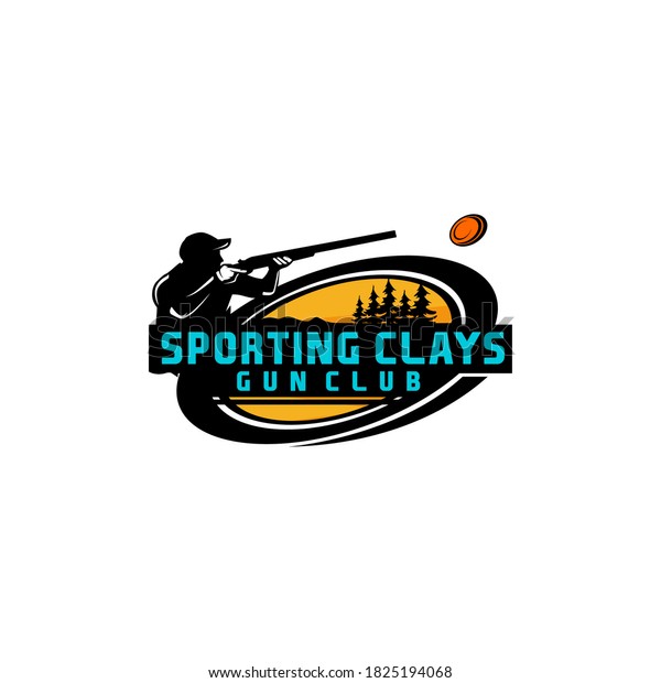 Sporting\
Clays Target and Shotgun Gun Club Logo Template\
