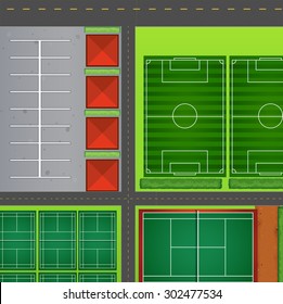 Sporting complex aeiral view illustration