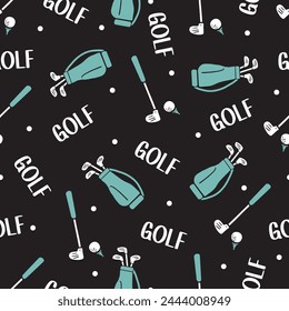 Sporting Elegance Golf Bags and Balls in the Dark can be use for background and apparel design