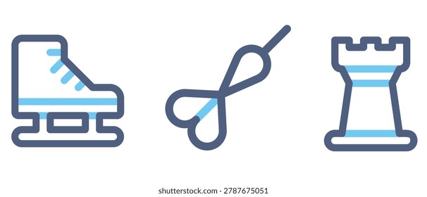Sporting equipment illustrations, hobby and game graphics.