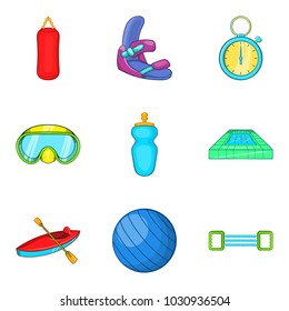Sporting event icons set. Cartoon set of 9 sporting event vector icons for web isolated on white background
