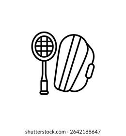 Sporting Gear Depiction With Racket And Carrying Bag Illustration