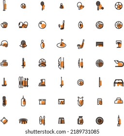 Sporting Goods Icon Set With Outline Accents (orange)