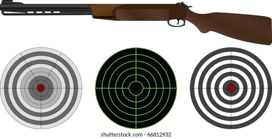 sporting gun and targets. vector illustration