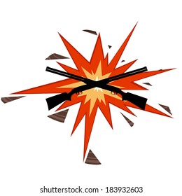 Sporting guns for sporting competitions in skeet shooting. Illustration on white background.