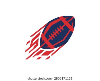 Sporting logo design showcasing blue football with red motion blur lines and speed effects, ideal for energetic team branding.