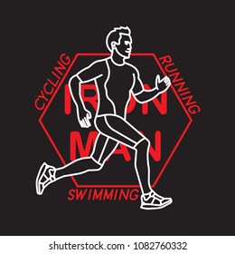 Sporting logotype. Running, Swimming, Cycling. Vector. 