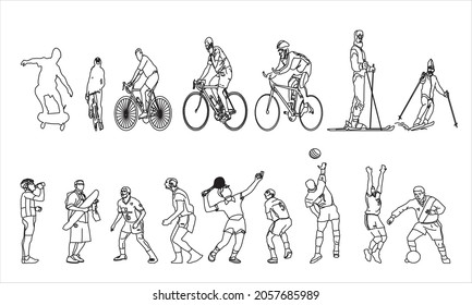 Sporting People Sketch Vector Design