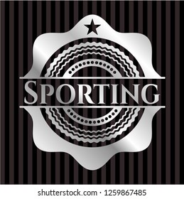 Sporting silvery emblem or badge