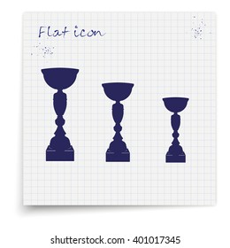 Sporting trophies or winners cups illustration. Prize icon.