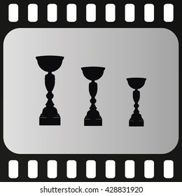 Sporting trophies or winners cups illustration. Prize icon.