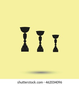 Sporting trophies or winners cups illustration. Prize icon.