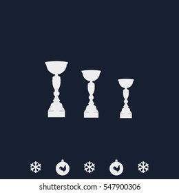 Sporting trophies or winners cups illustration. Prize icon.