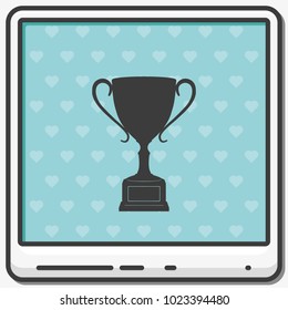 Sporting trophy or winner cup flat vector icon.