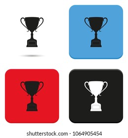 Sporting trophy or winner cup flat vector icon.